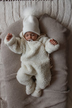 Kids cashmere hat (white) 1 pom-pom
