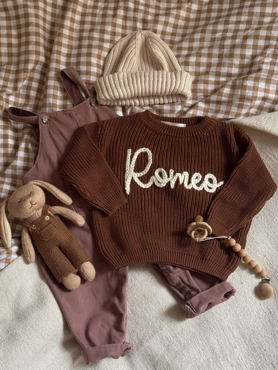 Personalized Kids Sweater with Name - Brown