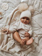 Kids cashmere hat (beige) 2pom-poms