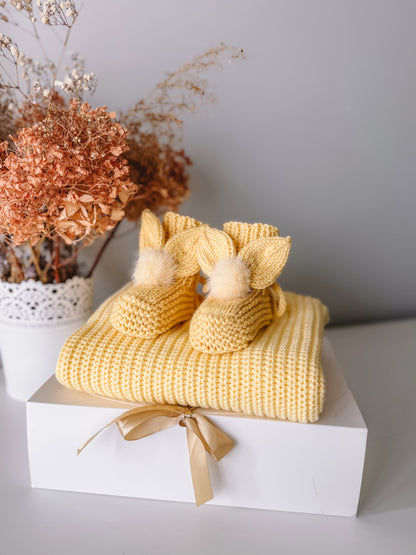 Yellow Bunny booties (100% merino wool)