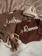 Personalized Kids Sweater with Name - Brown