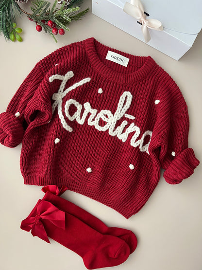 Personalized name sweater (red) 6-9m