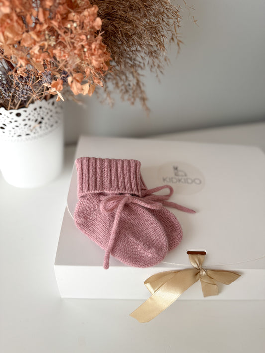 Cashmere baby socks - Pink  (0-3m)
