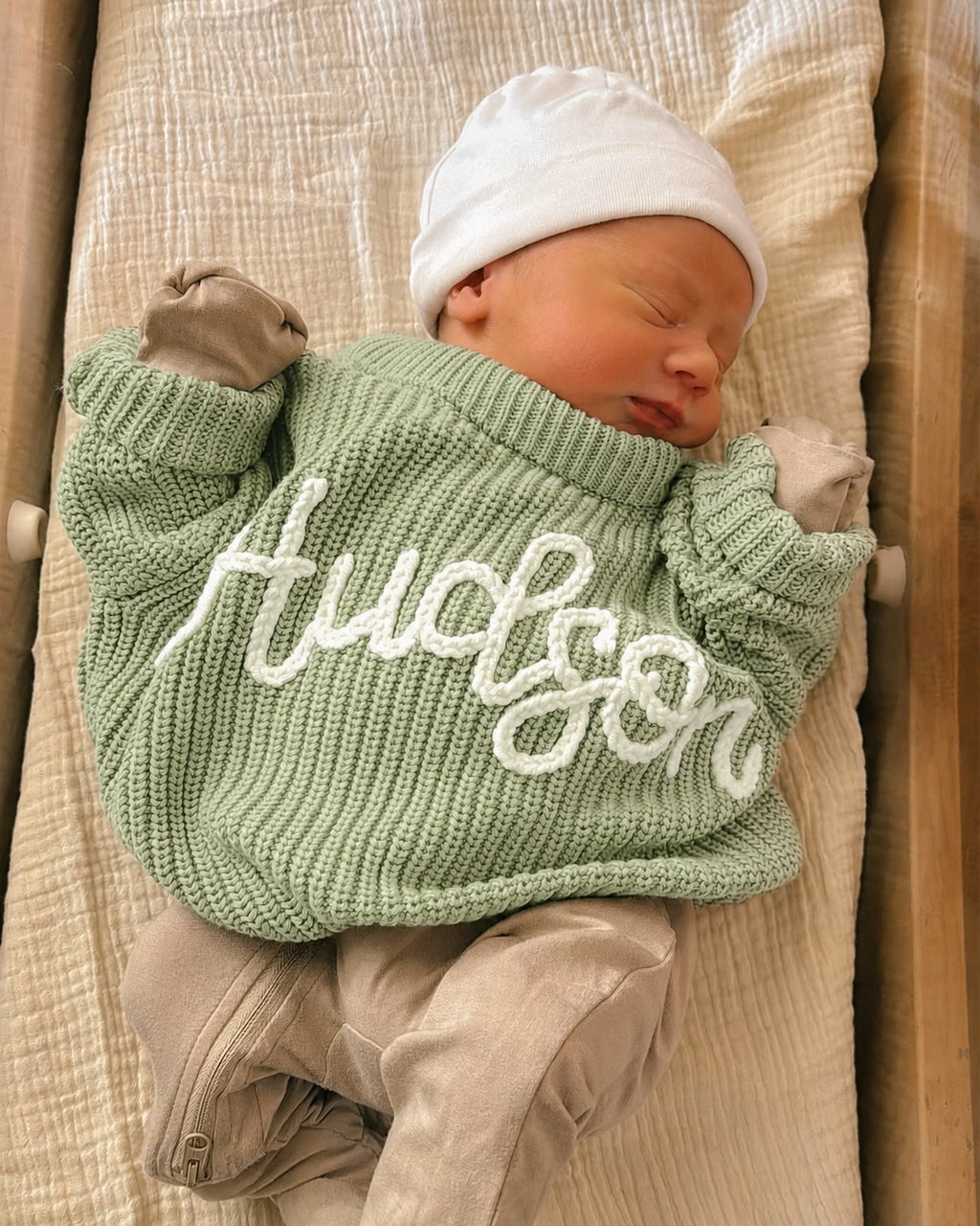 Name sweater (sage green)