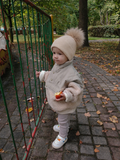 Bēša kašmira cepure bērniem ar bumbuli