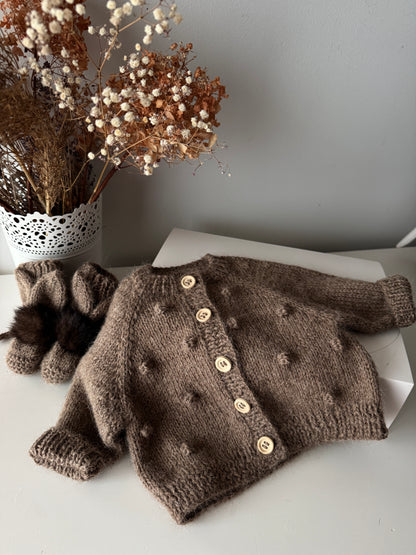 Cardigan + hat + booties