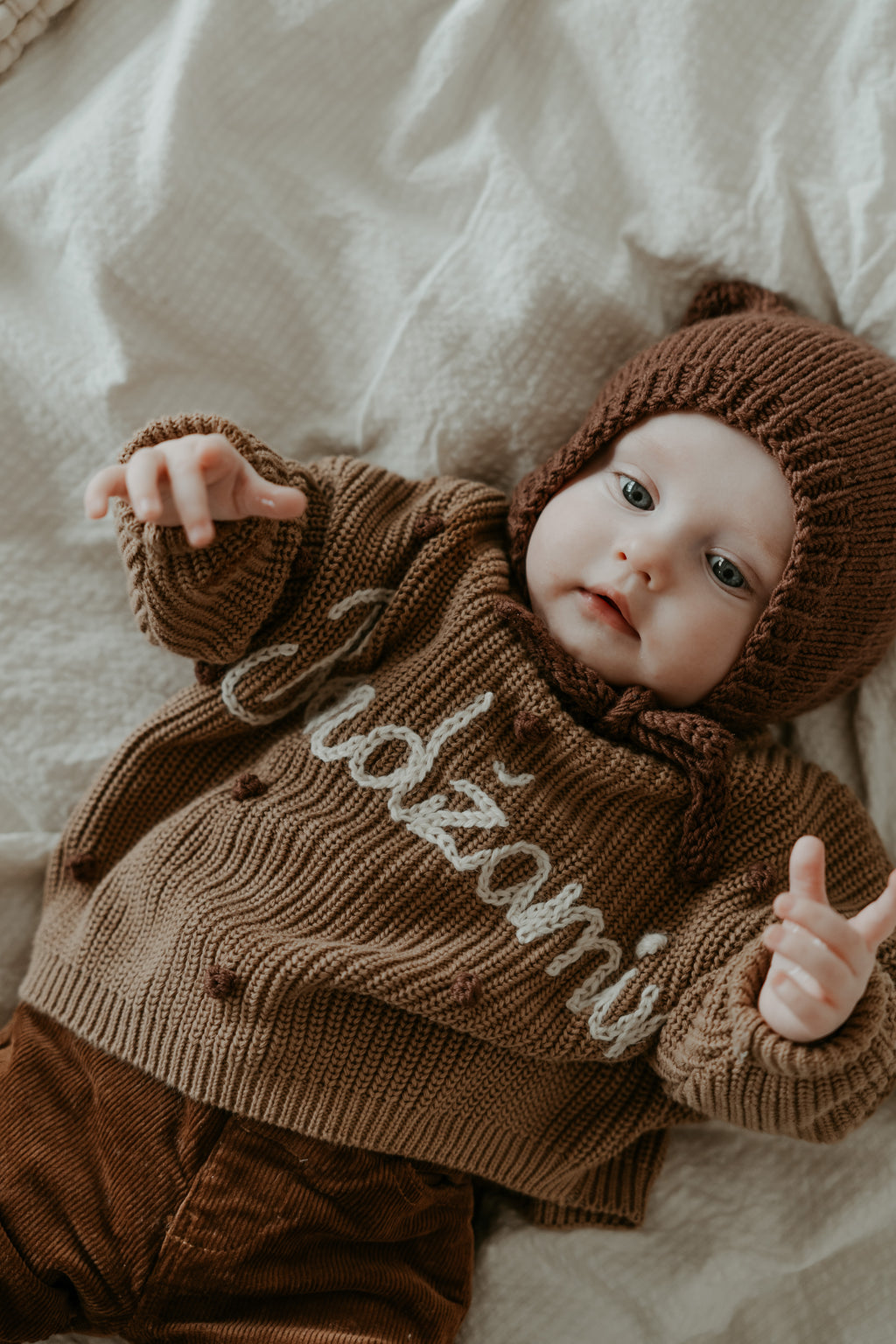 Personalized Kids Sweater with Name - mocha