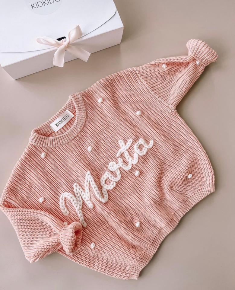 Personalized Kids Sweater with Name - peach