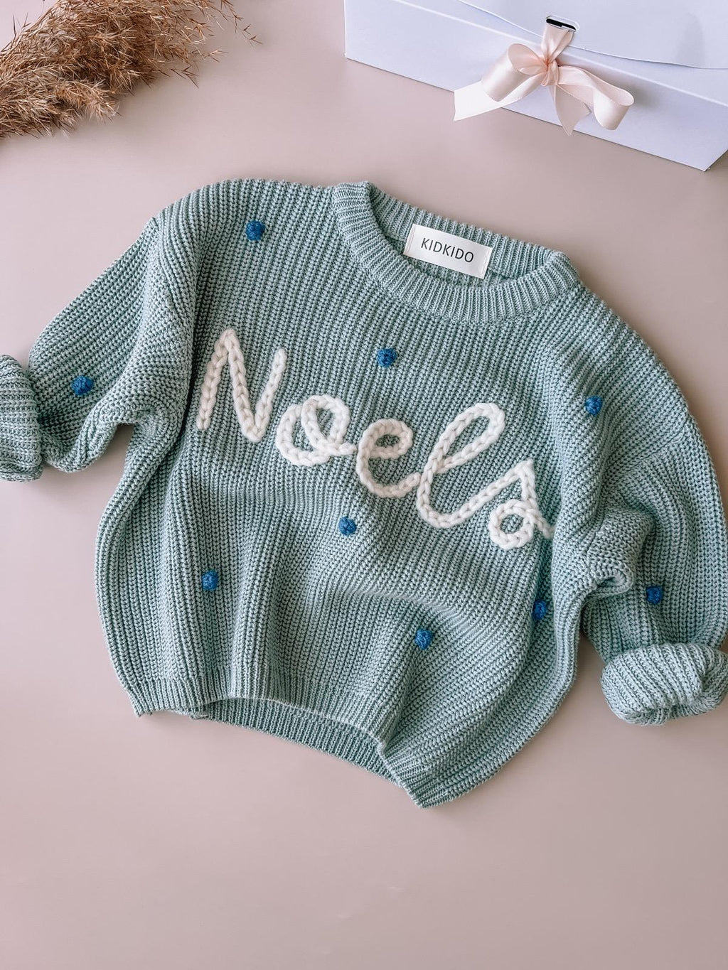 Personalized Kids Sweater with Name - grey blue