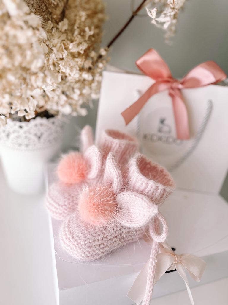 Baby Bunny booties (angora) pink