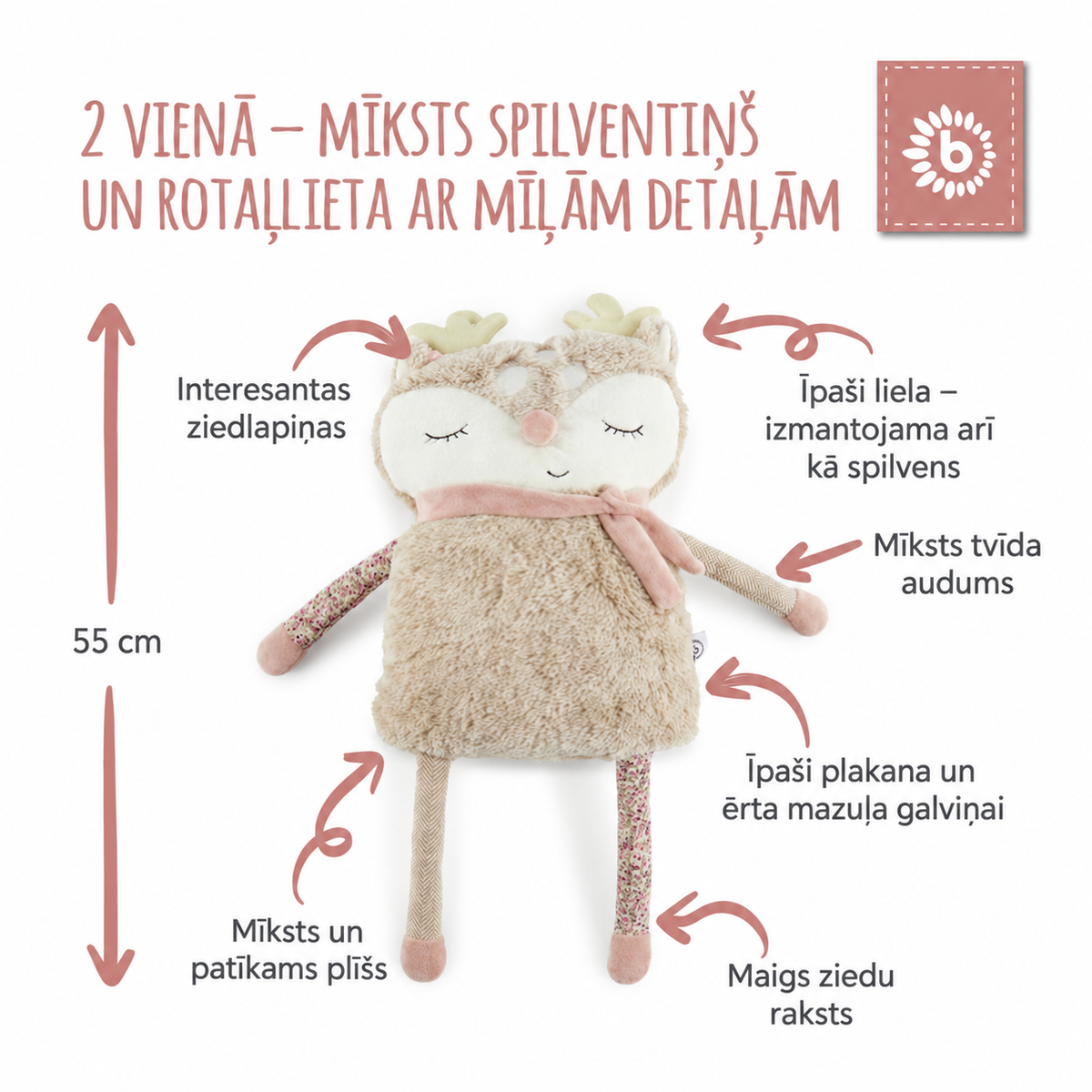 Mīkstais spilvens "Stirna Ella"