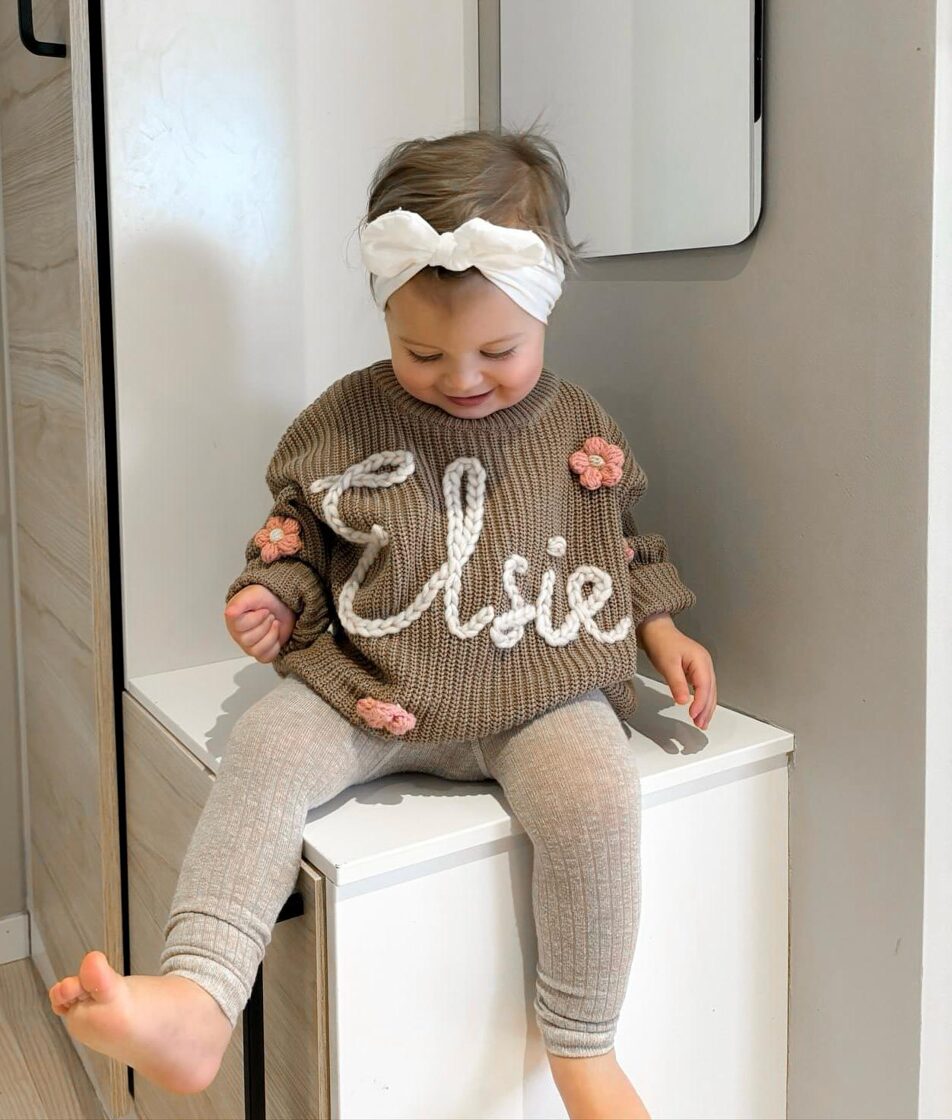 Personalized Kids Sweater with Name - mocha