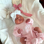 Personalizēts kokvilnas adīts bodijs ar galvas lentu (baby pink)