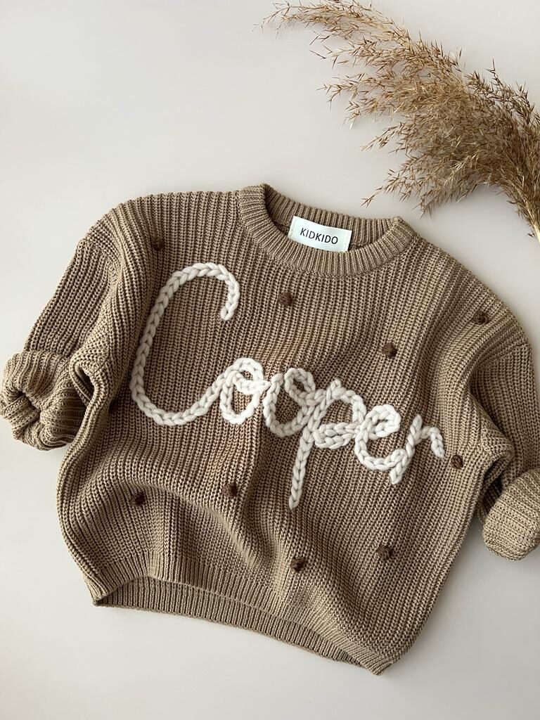 Personalized Kids Sweater with Name - mocha